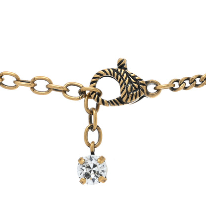 Gucci Crystal Embellished Double G Necklace Aged Gold 4 of 5