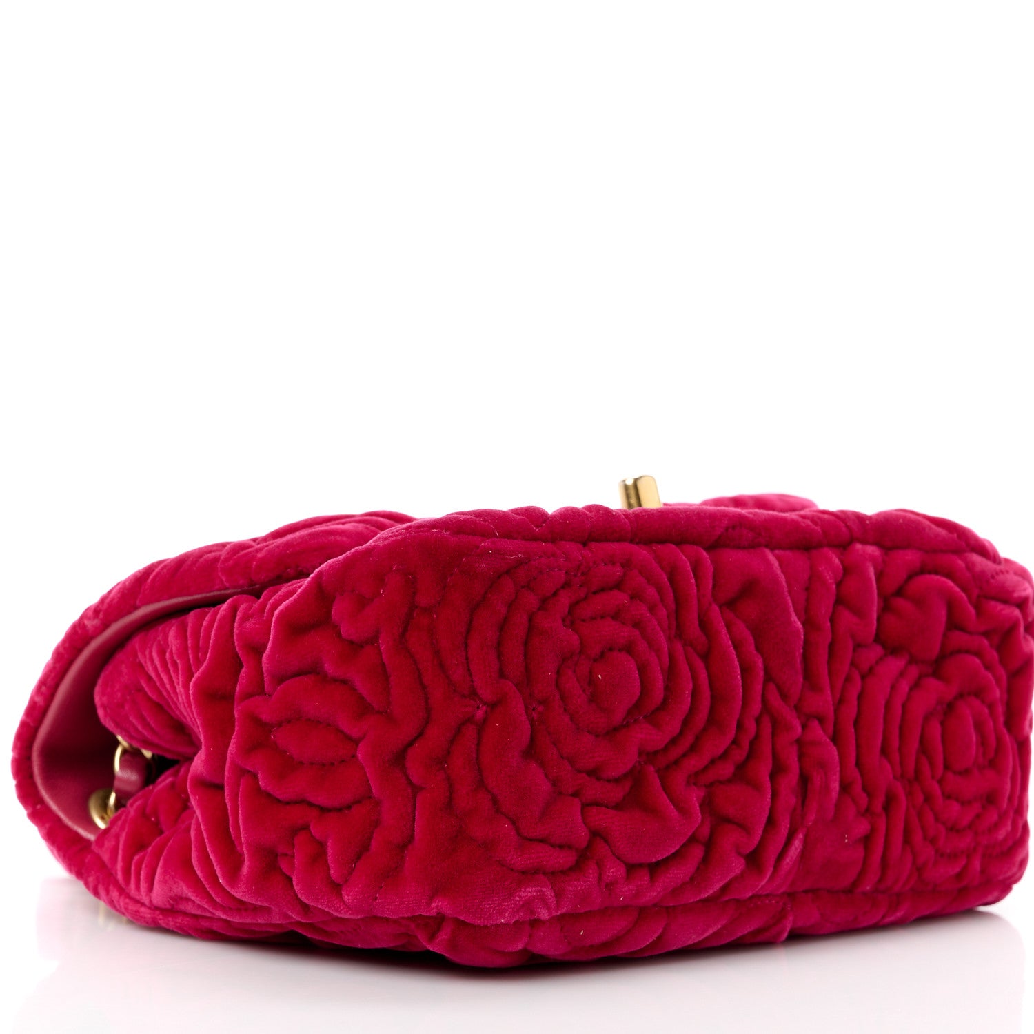 Chanel Velvet Camellia Embossed Mini Square Flap Fushia 10 of 12