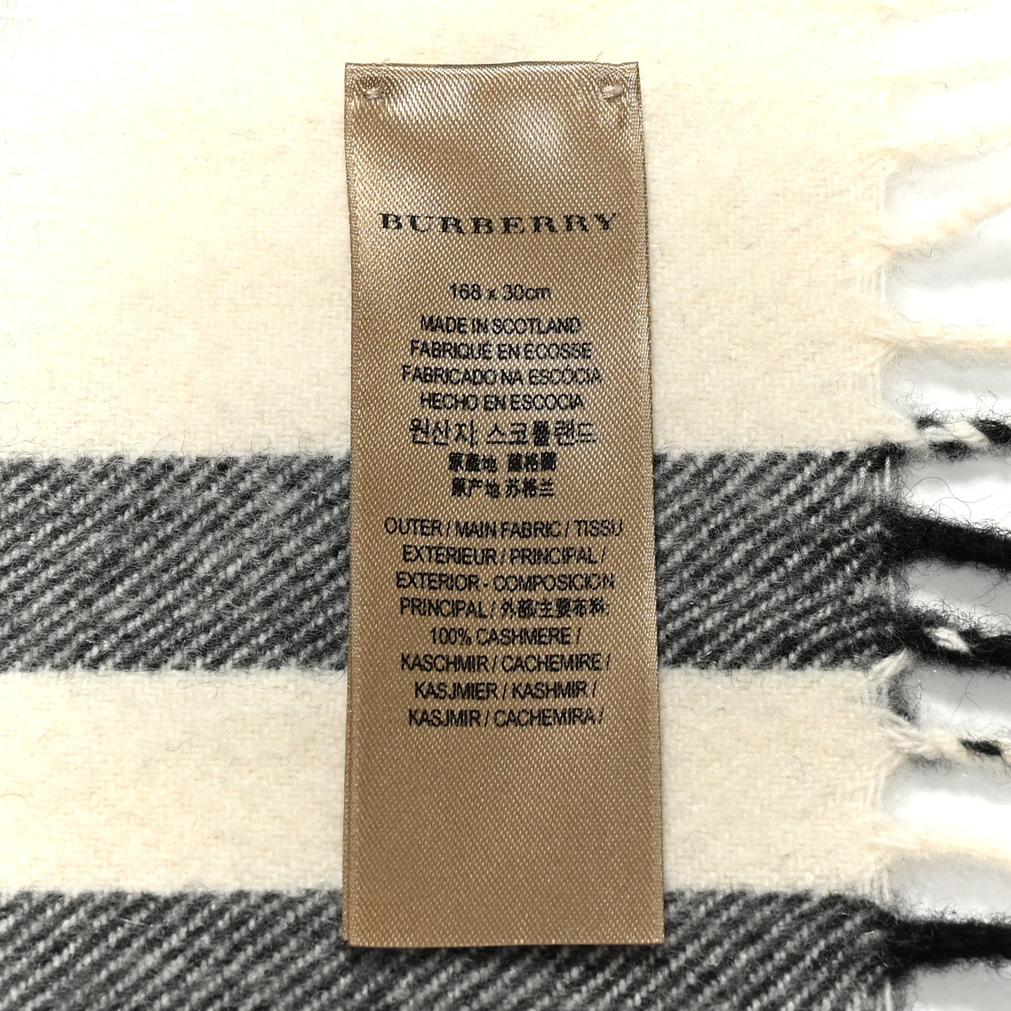 Cashmere Check Fringe Scarf Stone