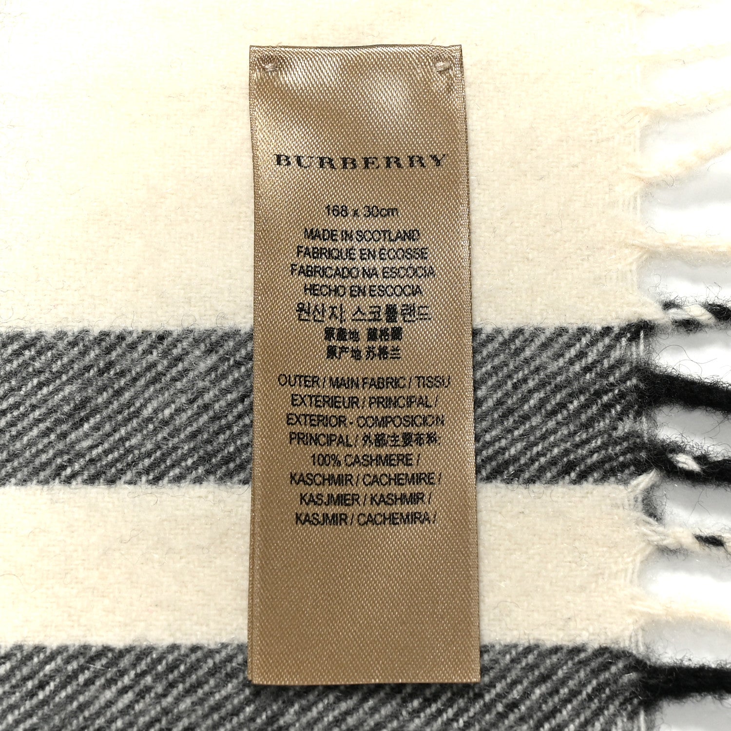 Burberry Cashmere Check Fringe Scarf Stone 4 of 4