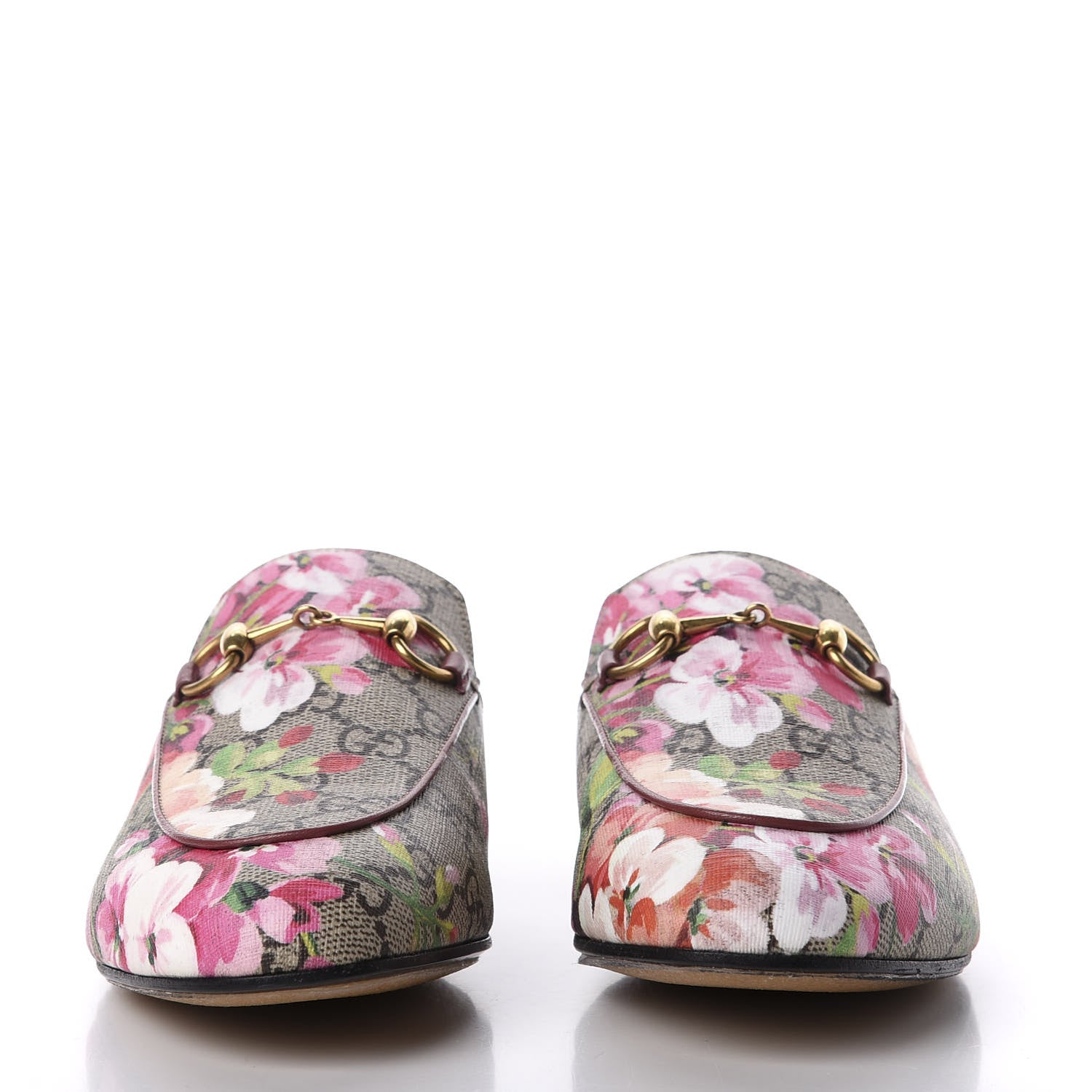 Gucci GG Supreme Monogram Blooms Womens Princetown Slippers 36 Beige Multicolor Dry Rose 3 of 11