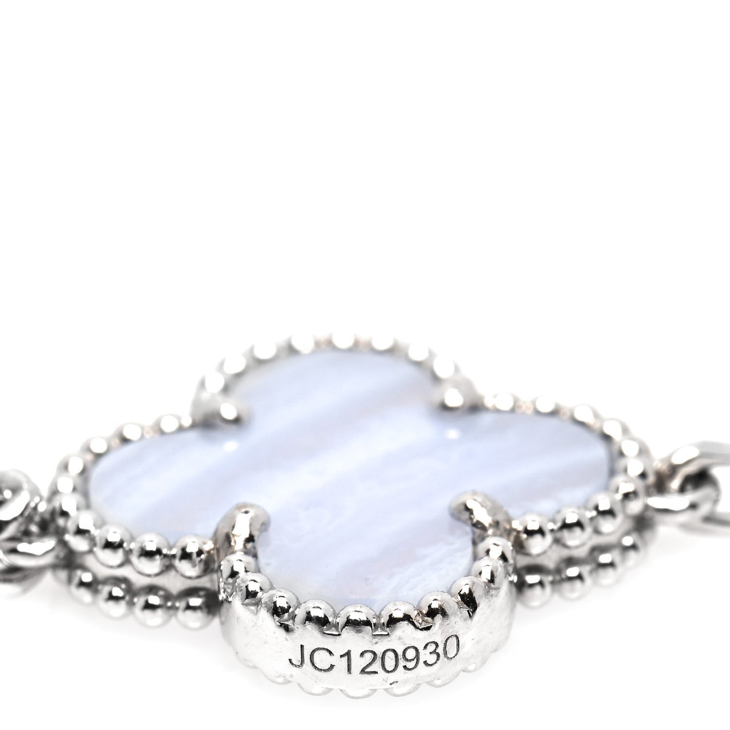 18K White Gold Chalcedony 5 Motifs Vintage Alhambra Bracelet