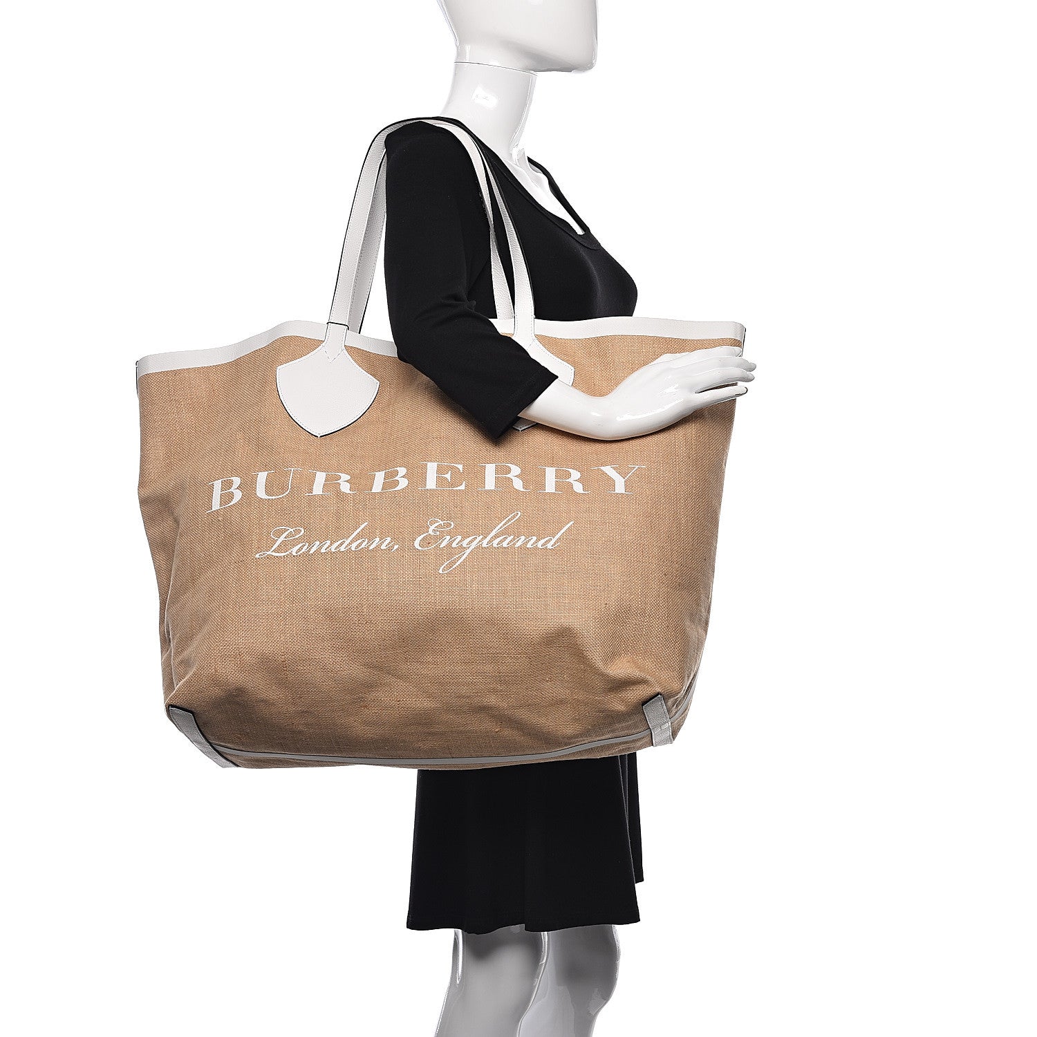 Burberry Raffia Logo Print The Giant Reversible Tote Bag Chalk White 2 of 10