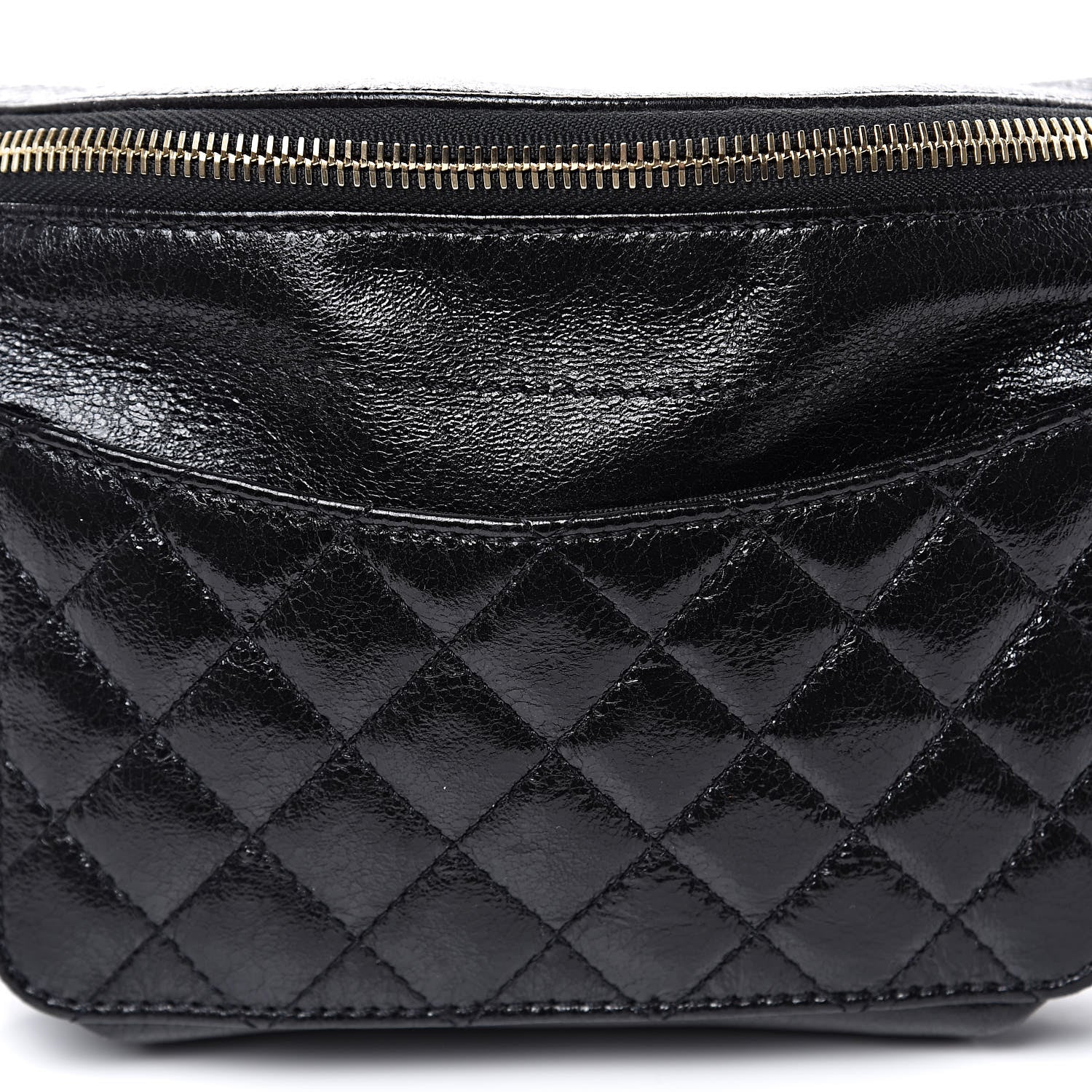 Chanel Crumpled Glazed Lambskin Quilted Waist Bag Fanny Pack Black 8 of 10
