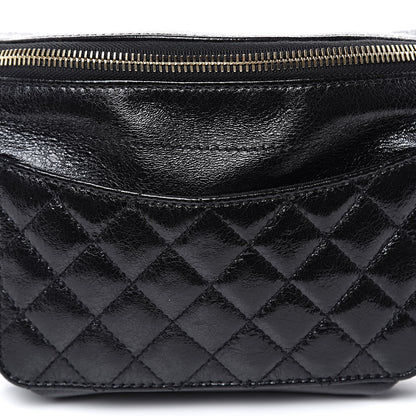 Chanel Crumpled Glazed Lambskin Quilted Waist Bag Fanny Pack Black 8 of 10