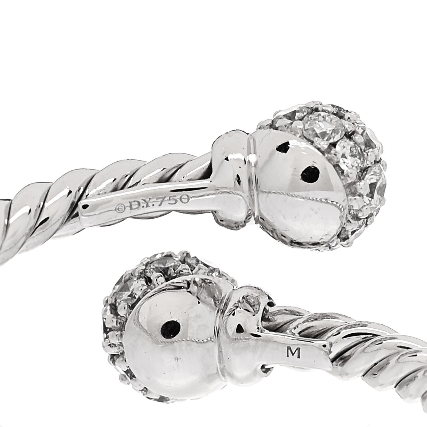David Yurman 18K White Gold Diamond Solari Bypass Ring 53 6.5 4 of 5