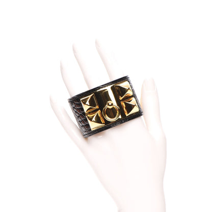 Hermes Shiny Alligator Collier de Chien CDC Bracelet S Black 2 of 8
