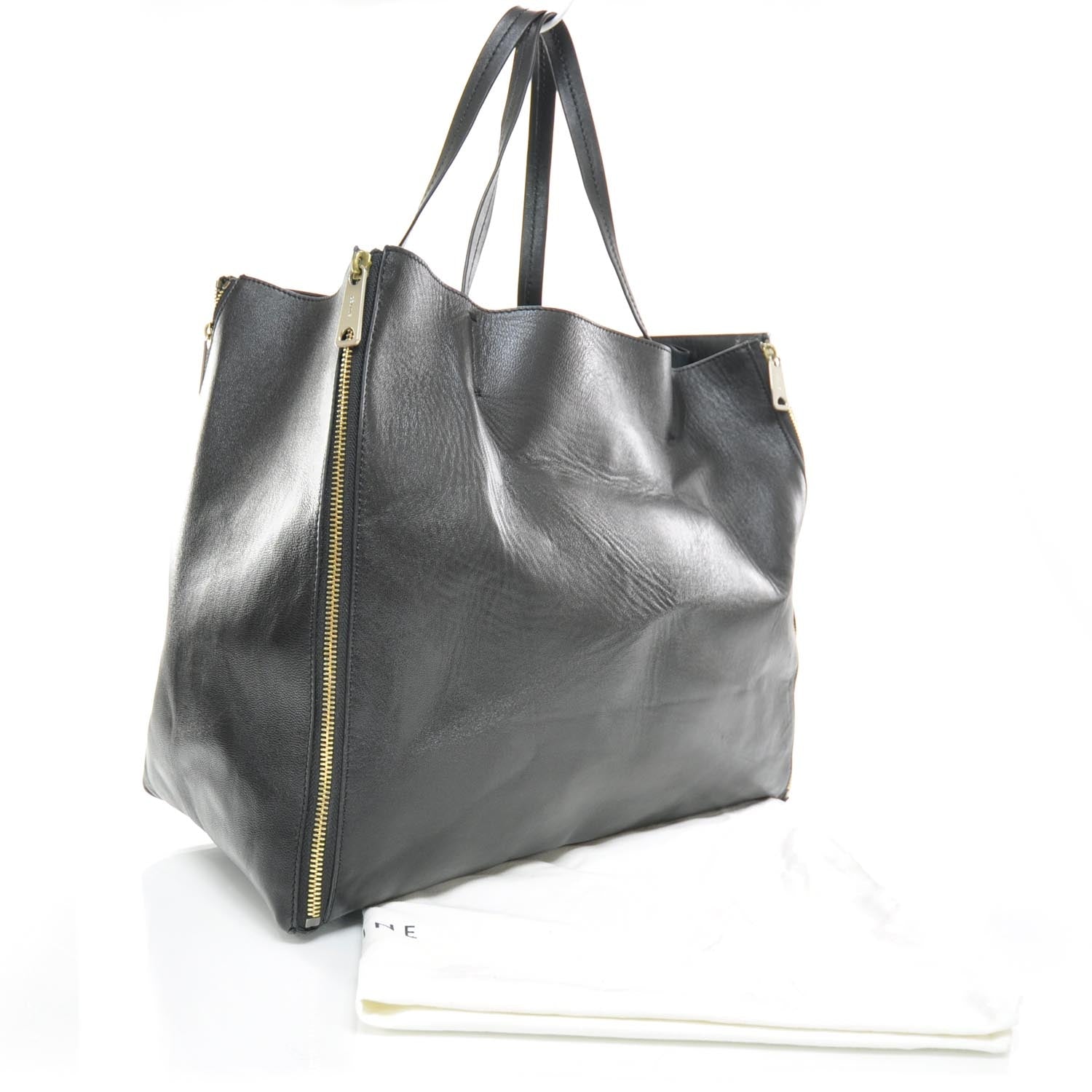 Celine Leather Horizontal Gusset Cabas Black 3 of 9