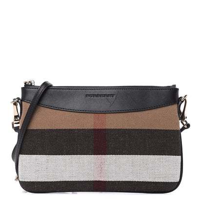 Burberry Mega Check Peyton Crossbody Clutch Bag Black 1 of 11