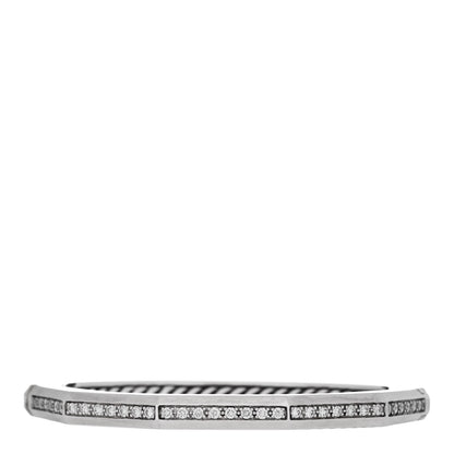 David Yurman Sterling Silver Diamond Stax Faceted Bangle Bracelet 1 of 3