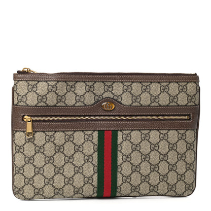 Gucci GG Supreme Monogram Large Ophidia Pouch Clutch Brown 1 of 7