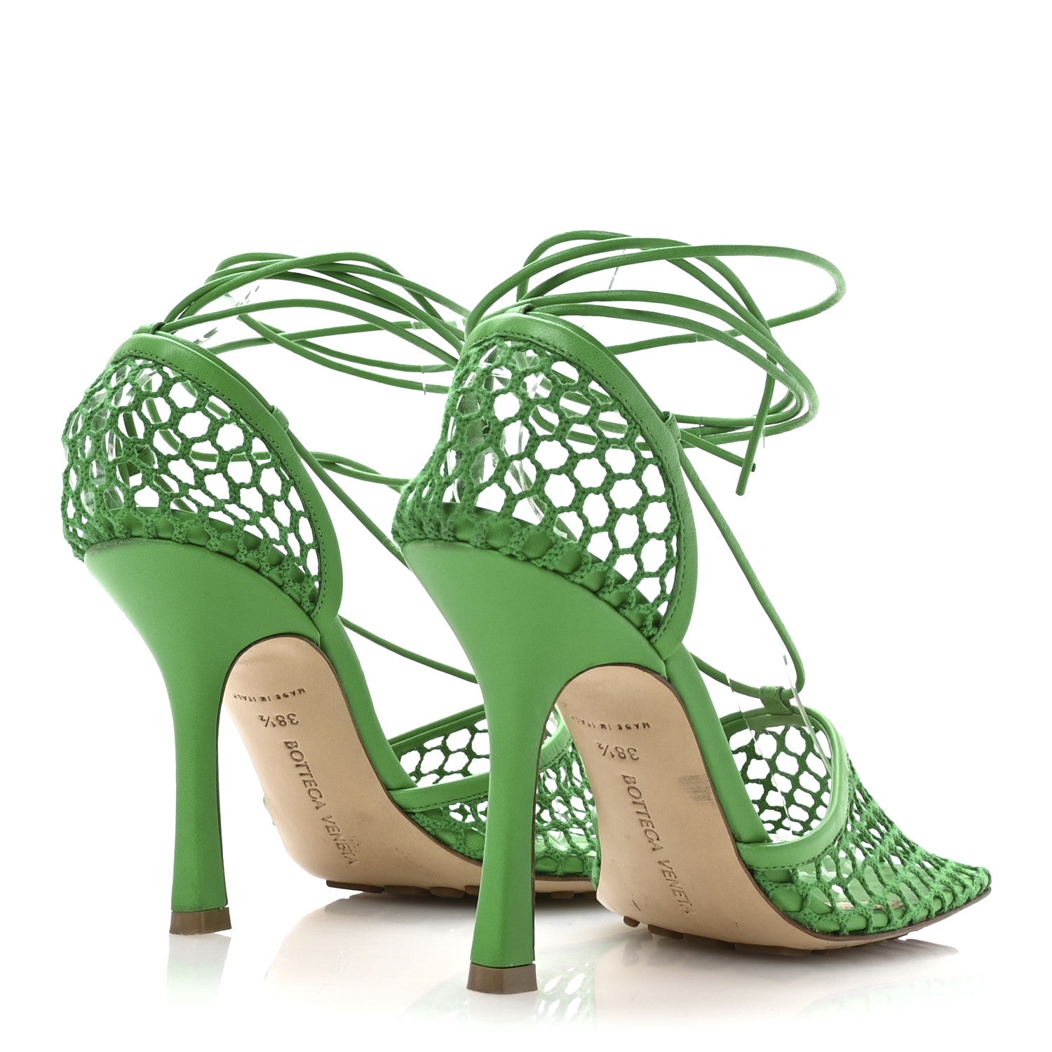 Bottega Veneta Mesh Nappa Stretch Ankle Tie 90mm Sandals 38.5 Grass 5 of 8