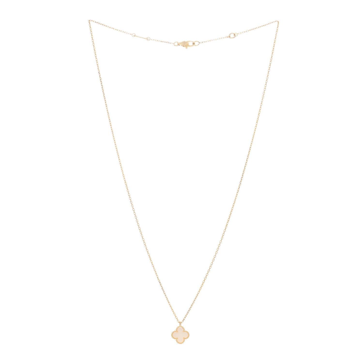 Van Cleef & Arpels 18K Yellow Gold Mother of Pearl Sweet Alhambra Pendant Necklace 2 of 5