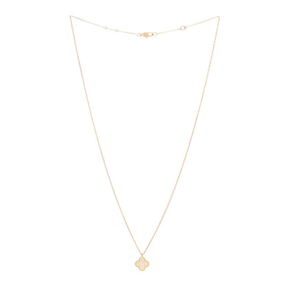 Van Cleef & Arpels 18K Yellow Gold Mother of Pearl Sweet Alhambra Pendant Necklace 2 of 5