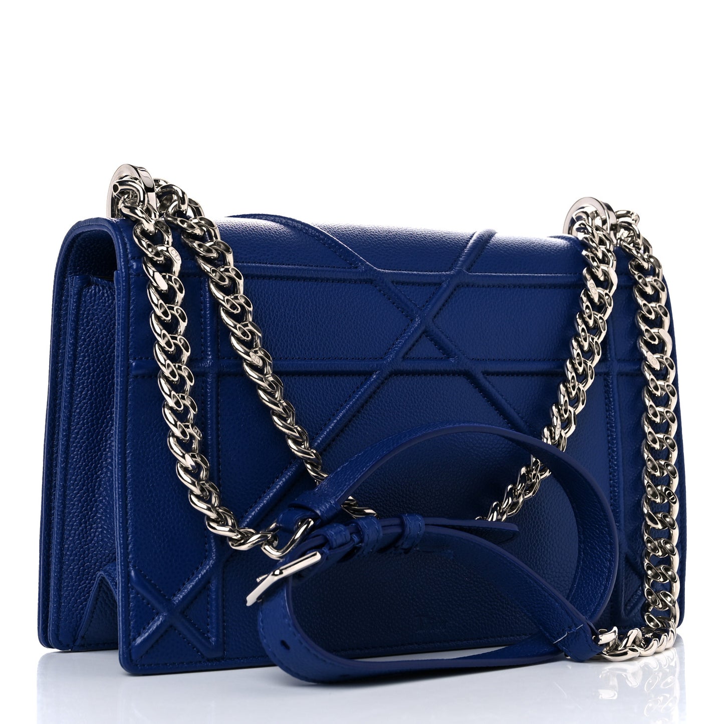 Grained Calfskin Medium Diorama Flap Bag Blue