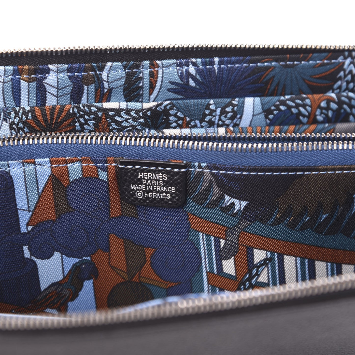 Epsom Silk'In Wallet Black Bleu Paradis Deep Bleu