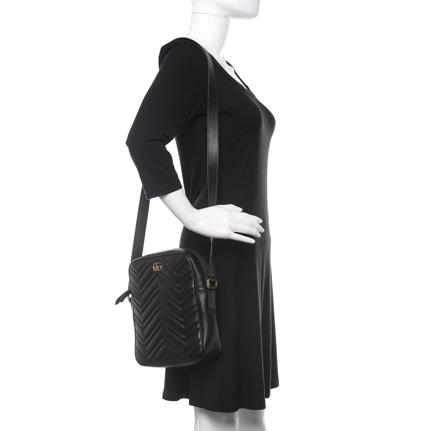 Gucci Calfskin Matelasse GG Marmont Travel Bag Black 2 of 13