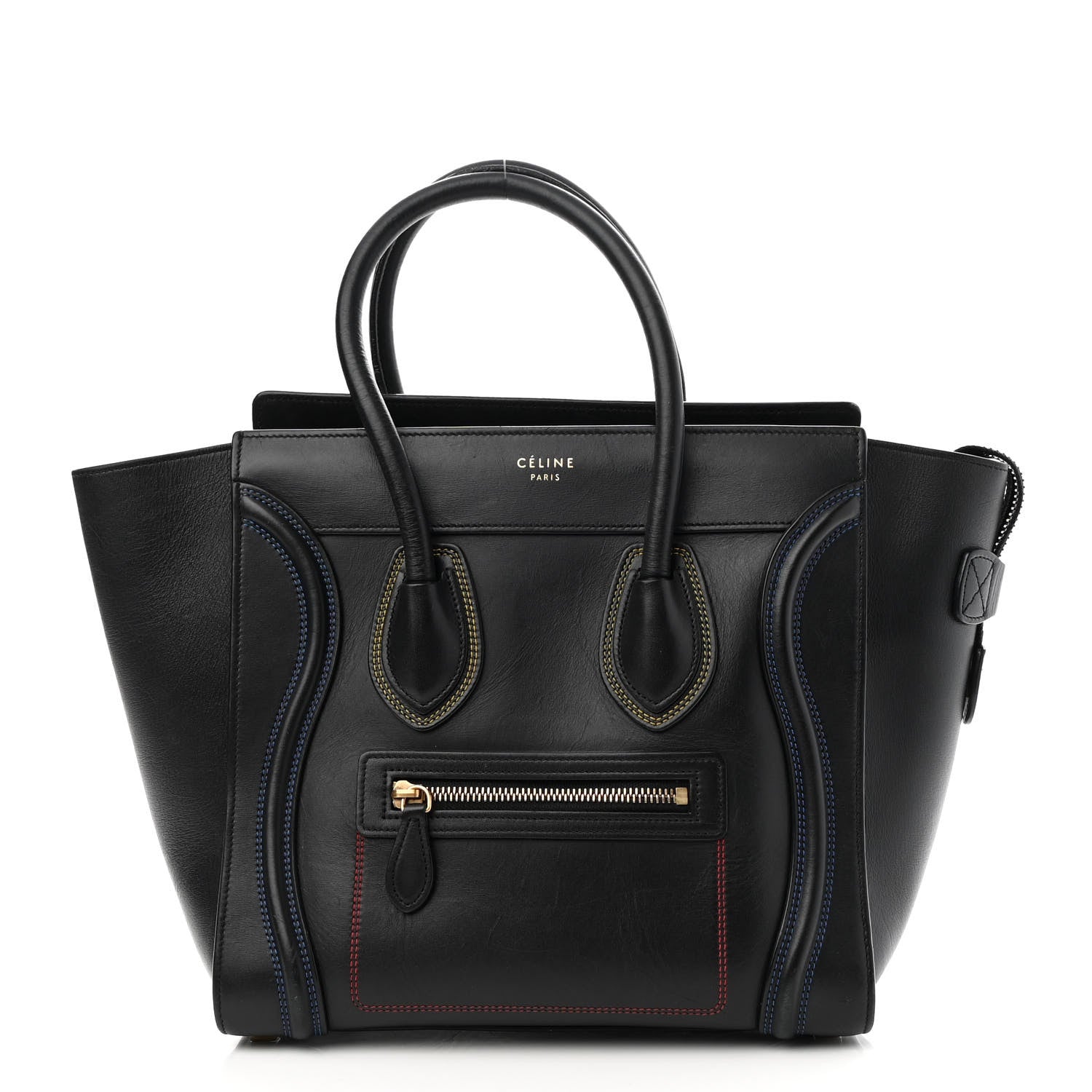 Celine Smooth Calfskin Multicolor Double Stitching Micro Luggage Black 1 of 8