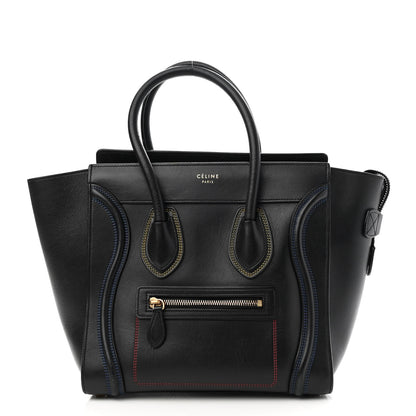 Celine Smooth Calfskin Multicolor Double Stitching Micro Luggage Black 1 of 8
