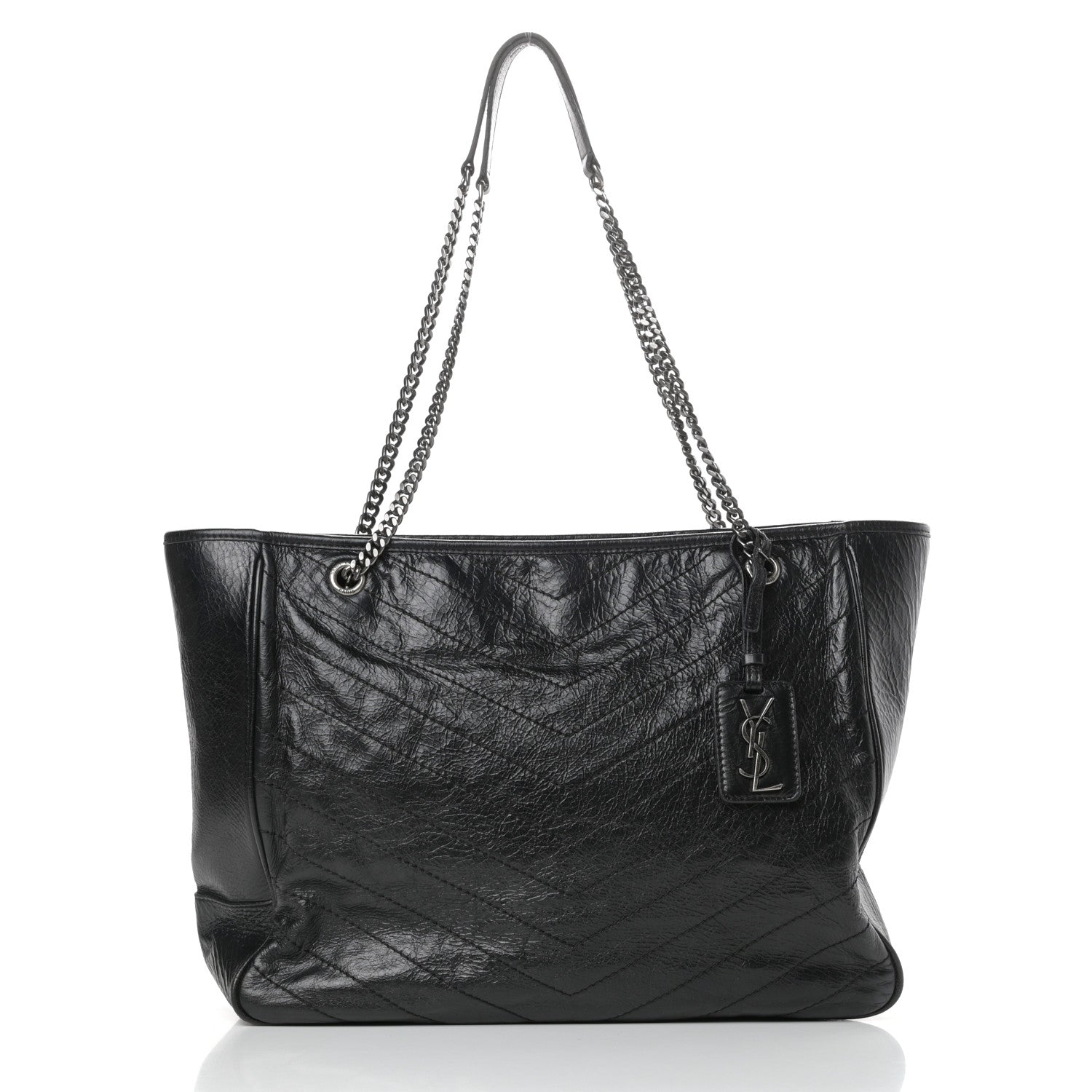 Saint Laurent Crinkled Calfskin Matelasse Monogram Large Niki Shopping Tote Bag Black 1 of 10