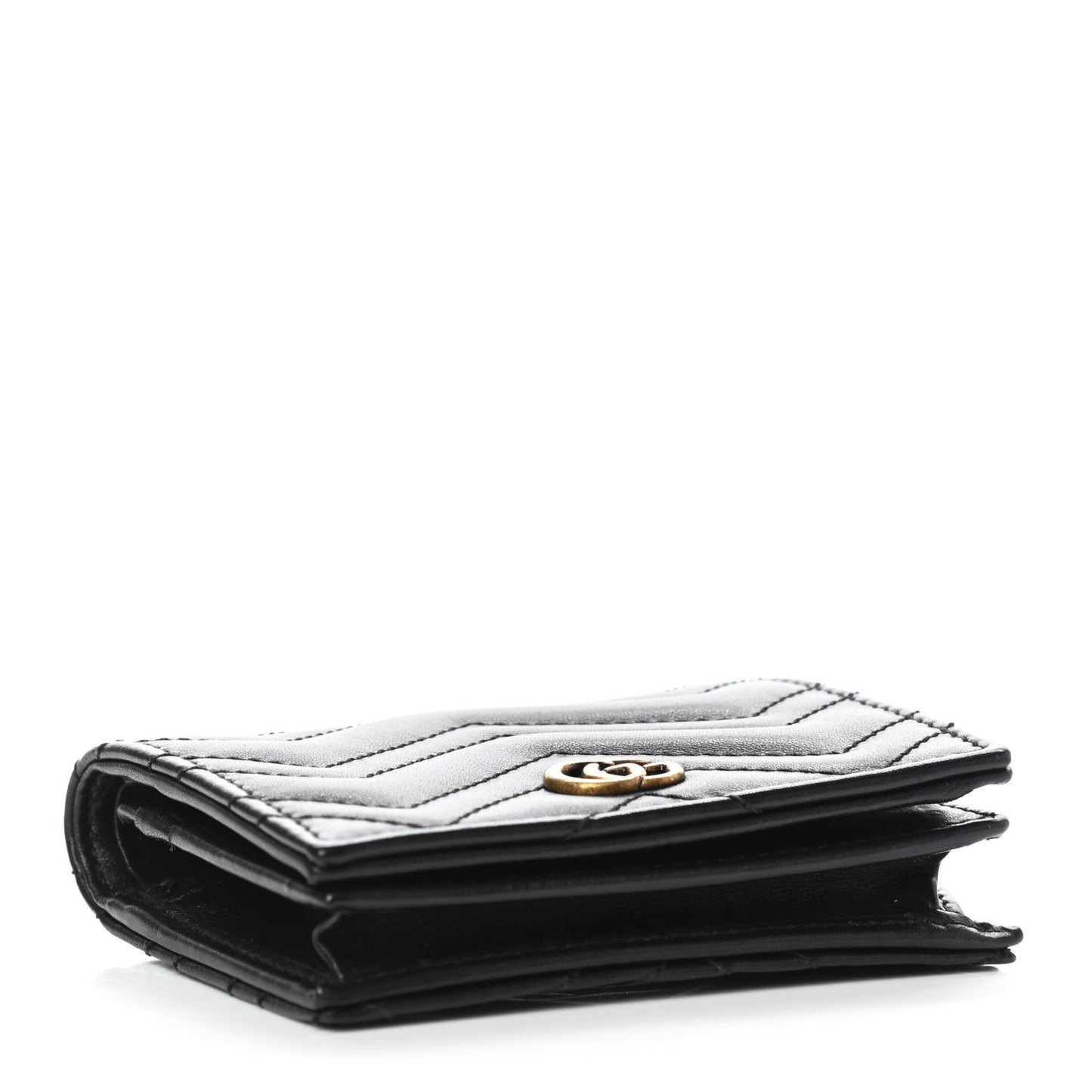 Calfskin Matelasse GG Marmont Card Case Wallet Black