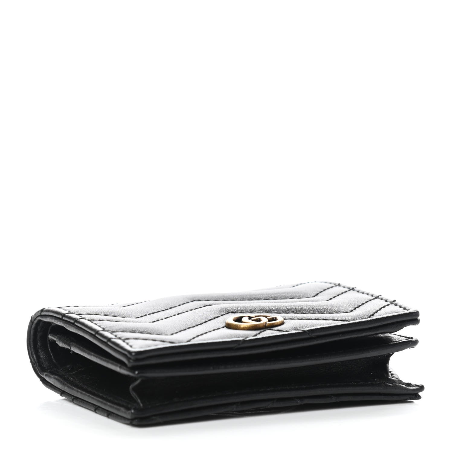 Gucci Calfskin Matelasse GG Marmont Card Case Wallet Black 4 of 8