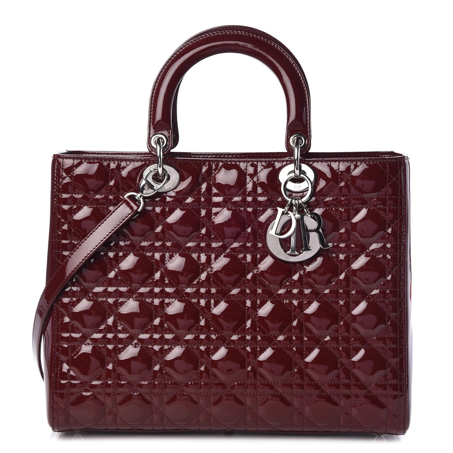 Patent Cannage Large Lady Dior Red
