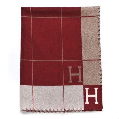 Hermes Wool Cashmere Avalon III Blanket Ecru Rouge H 1 of 3