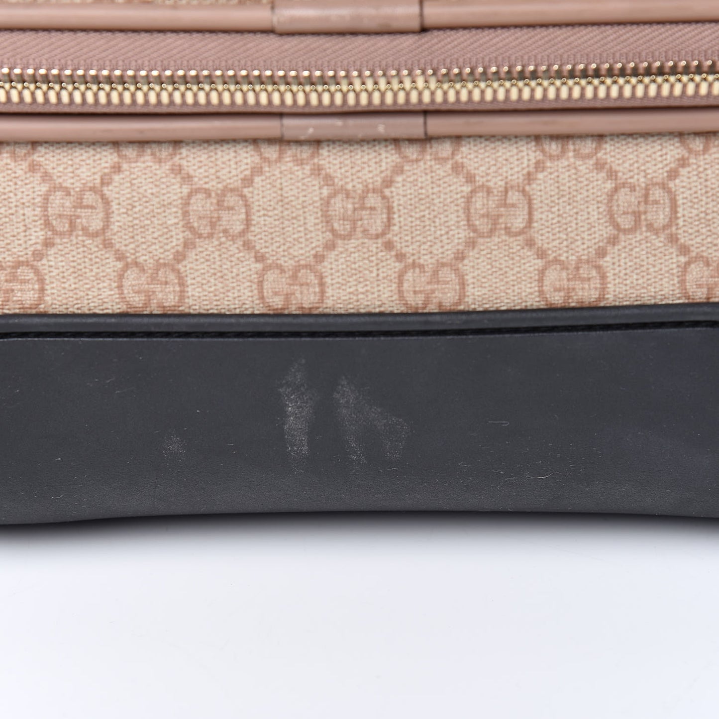 GG Supreme Monogram Selleria Calfskin Four Wheel Carry On Suitcase Winter Rose