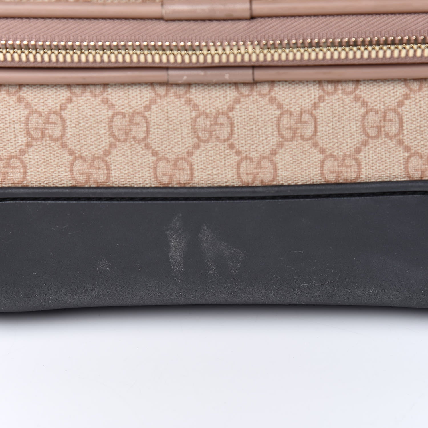 Gucci GG Supreme Monogram Selleria Calfskin Four Wheel Carry On Suitcase Winter Rose 19 of 23