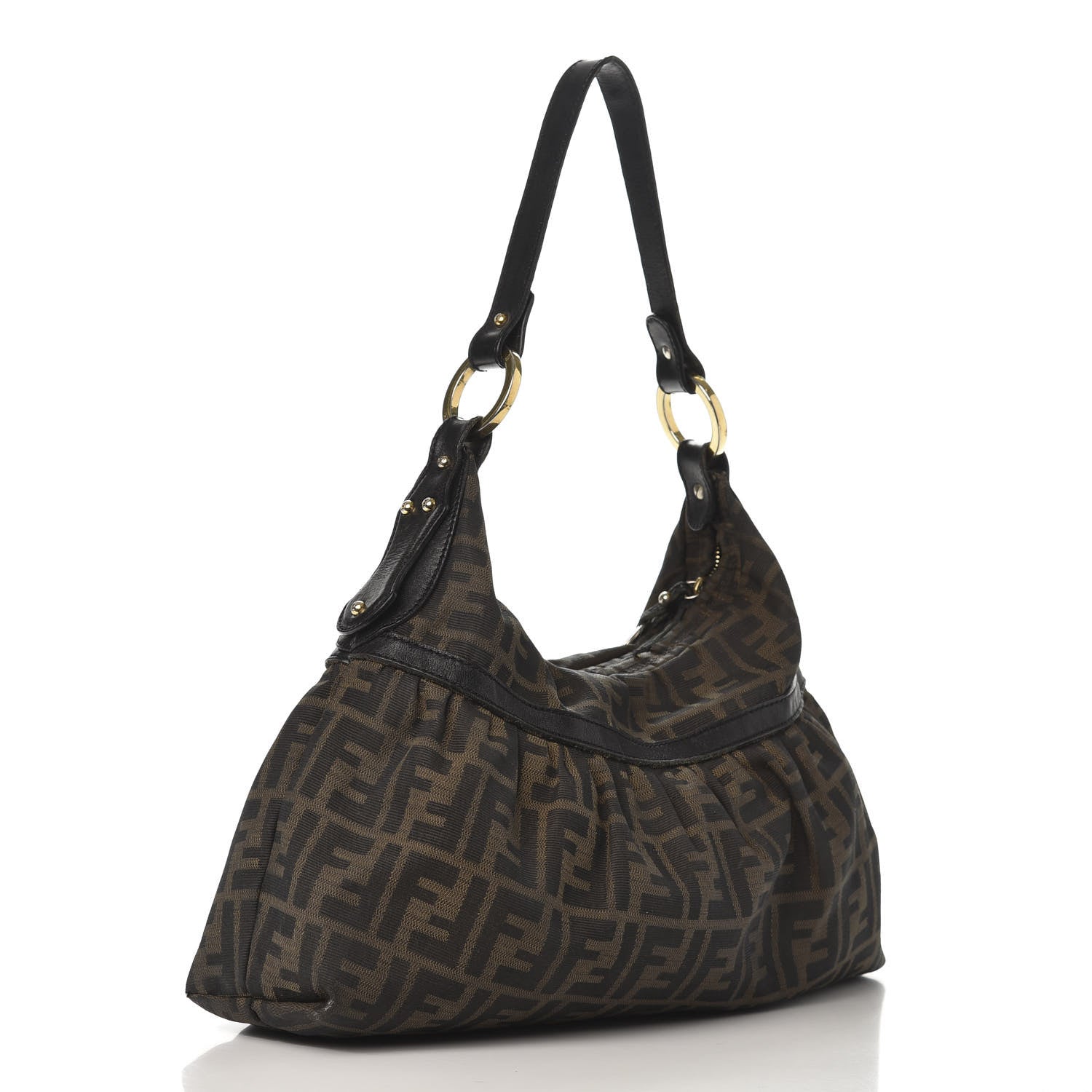 Fendi Zucca Cuoio Lucido Chef Hobo Tobacco Moro 3 of 10