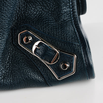 Balenciaga Chevre Silver Metallic Edge Hardware City Bleu Paon 13 of 14