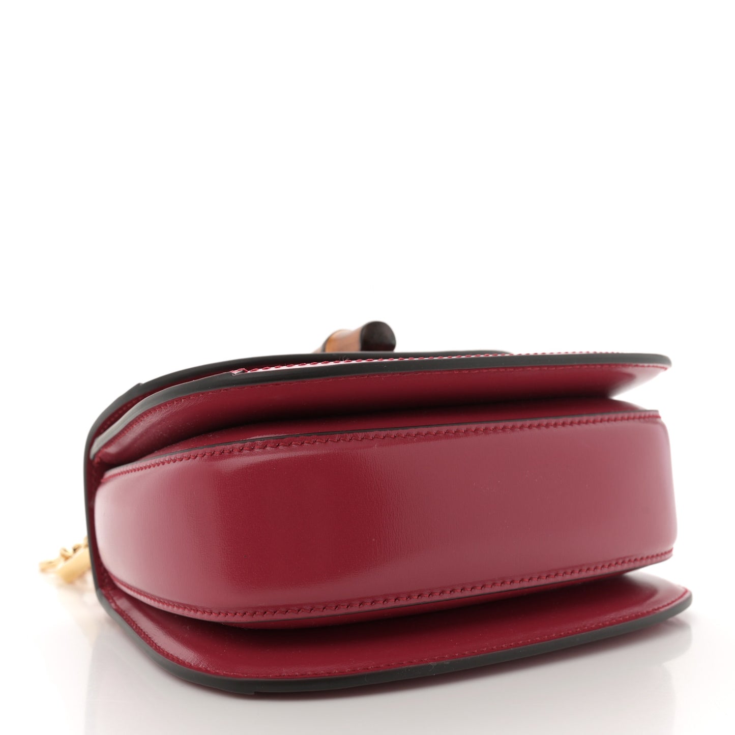 Moire Fabric Calfskin Rhinestone Monogram Monochrome Mini Bamboo 1947 Top Handle Chain Bag Dark Cherry Red