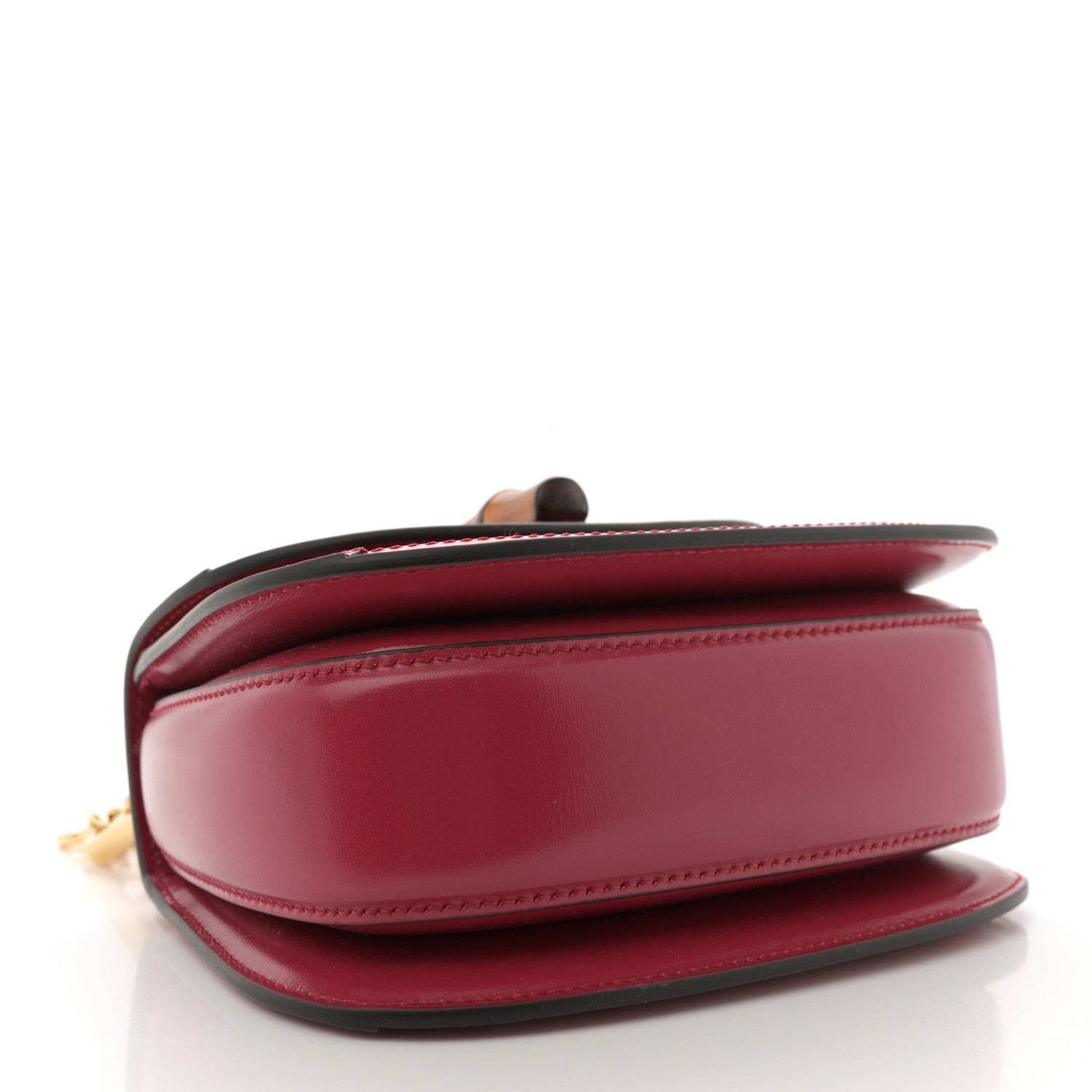 Gucci Moire Fabric Calfskin Rhinestone Monogram Monochrome Mini Bamboo 1947 Top Handle Chain Bag Dark Cherry Red 4 of 10
