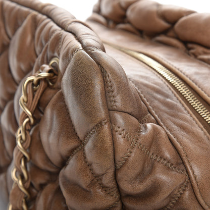 Chanel Lambskin Bubble Quilt Bowler Dark Beige 12 of 14