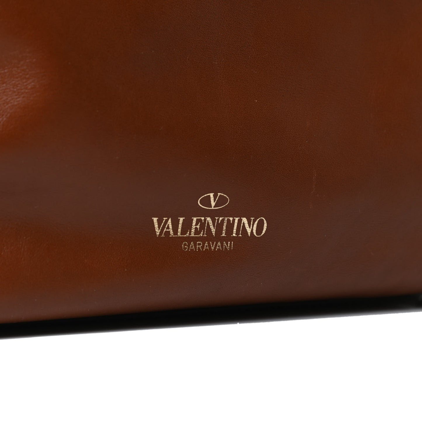 Calfskin Macro Rockstud Chain Shoulder Bag Brown