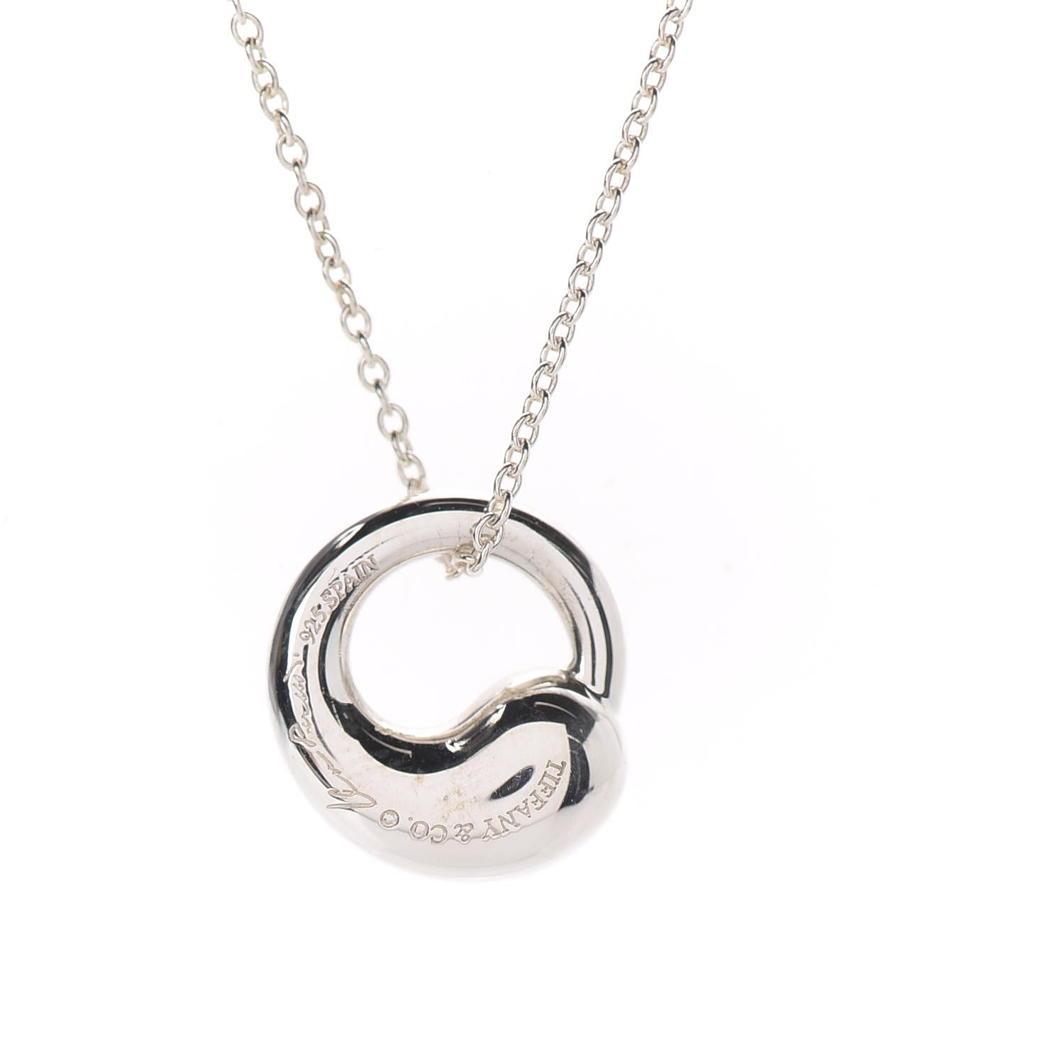 Tiffany Sterling Silver 12mm Elsa Peretti Eternal Circle Pendant Necklace 5 of 8