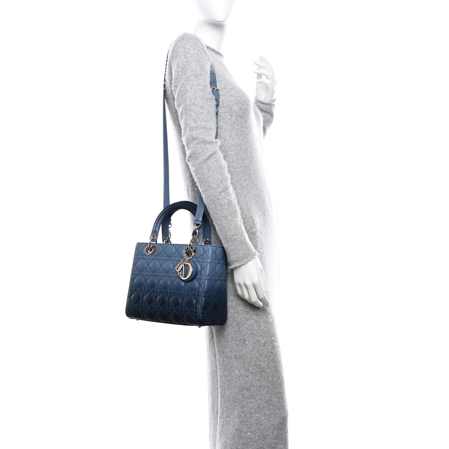 Christian Dior Lambskin Cannage Gradient Medium Lady Dior Blue 2 of 10