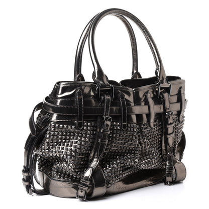 Burberry Metallic Patent Studded Rowan Pewter 2 of 4
