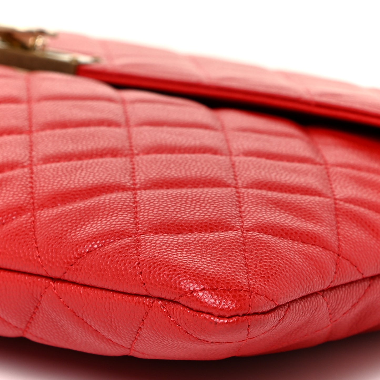 Caviar Quilted Large Golden Class Pouch Red