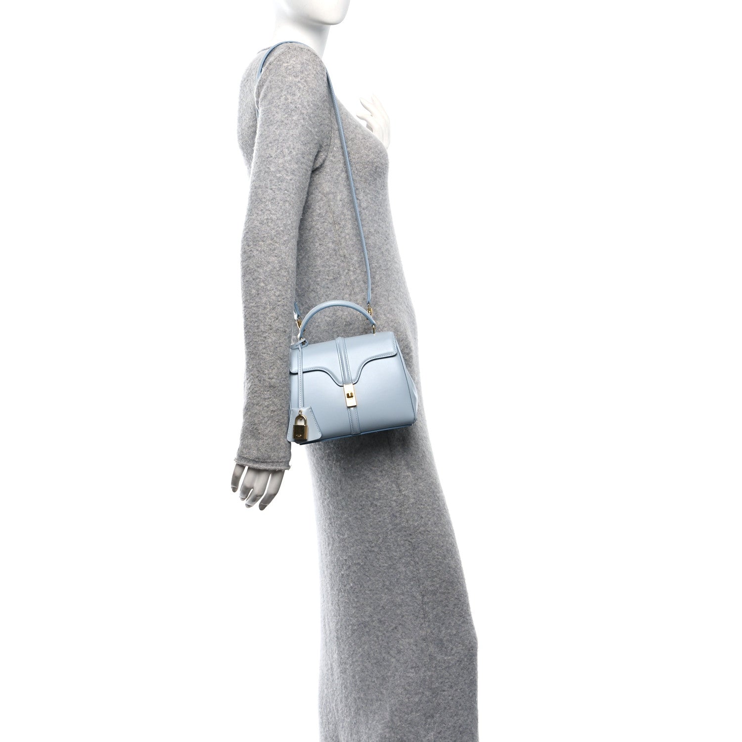 Celine Satinated Calfskin Mini 16 Top Handle Bag Pale Blue 2 of 13