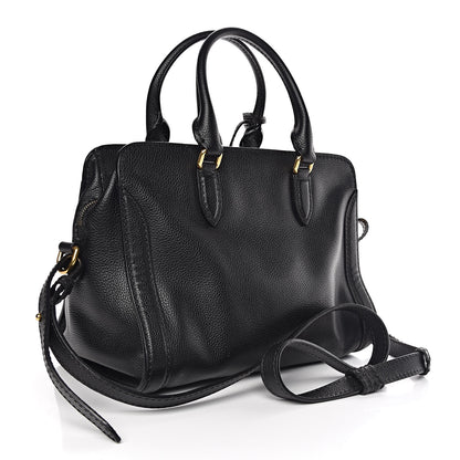 Alexander McQueen Pebbled Calfskin Small Skull Padlock Zip Around Tote Black 4 of 13