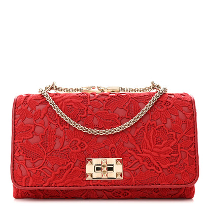Valentino Garavani Nappa Lace Girello Flap Red 1 of 10