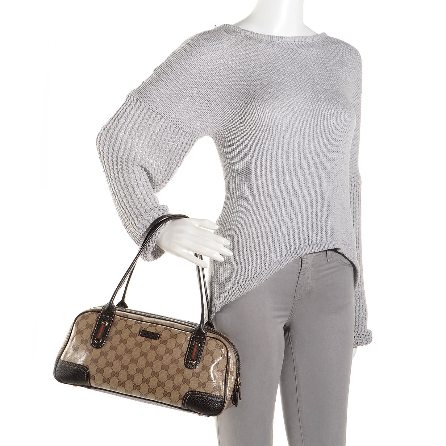 Crystal Monogram Web Princy Boston Brown