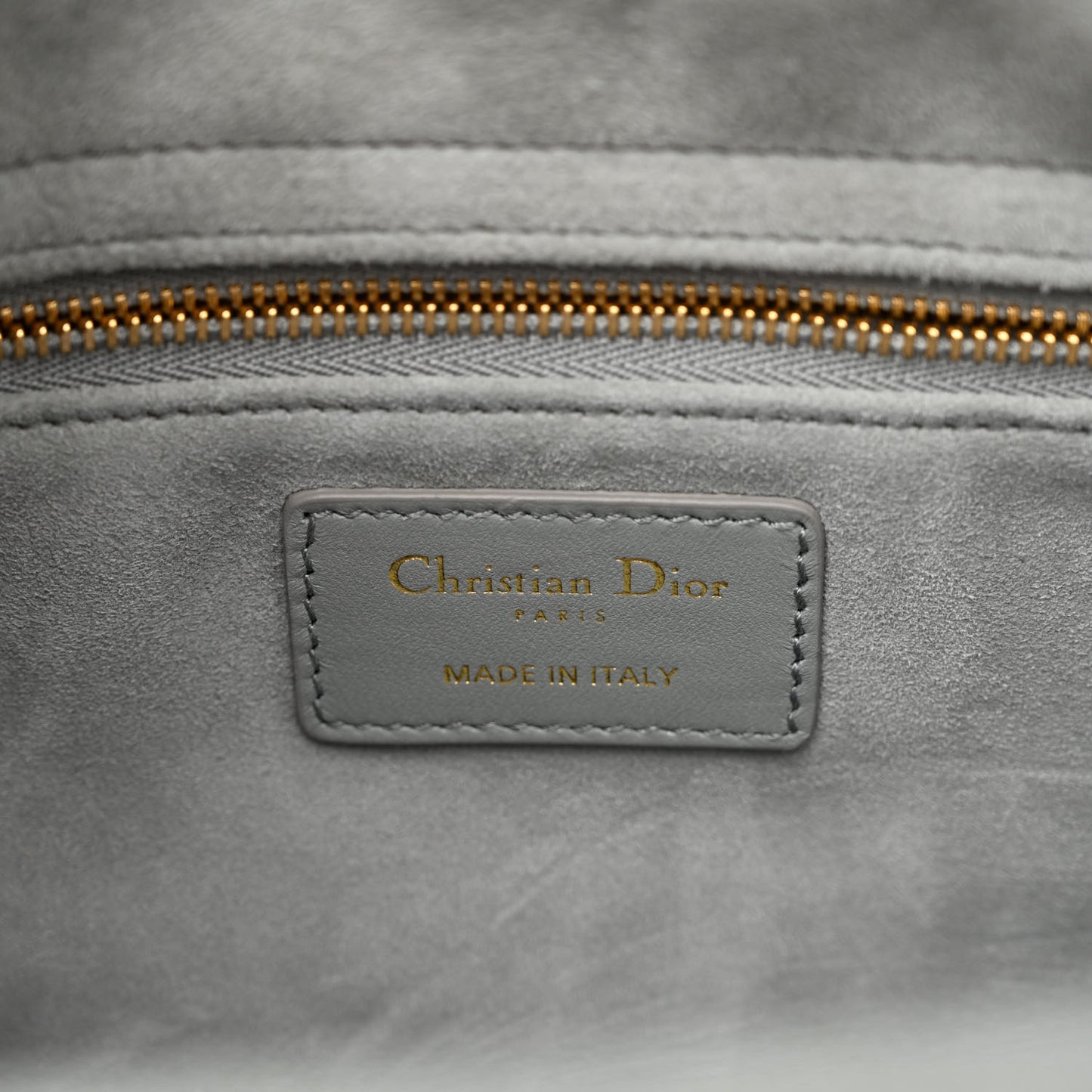 Lambskin Cannage Large Lady Dior Stone Grey