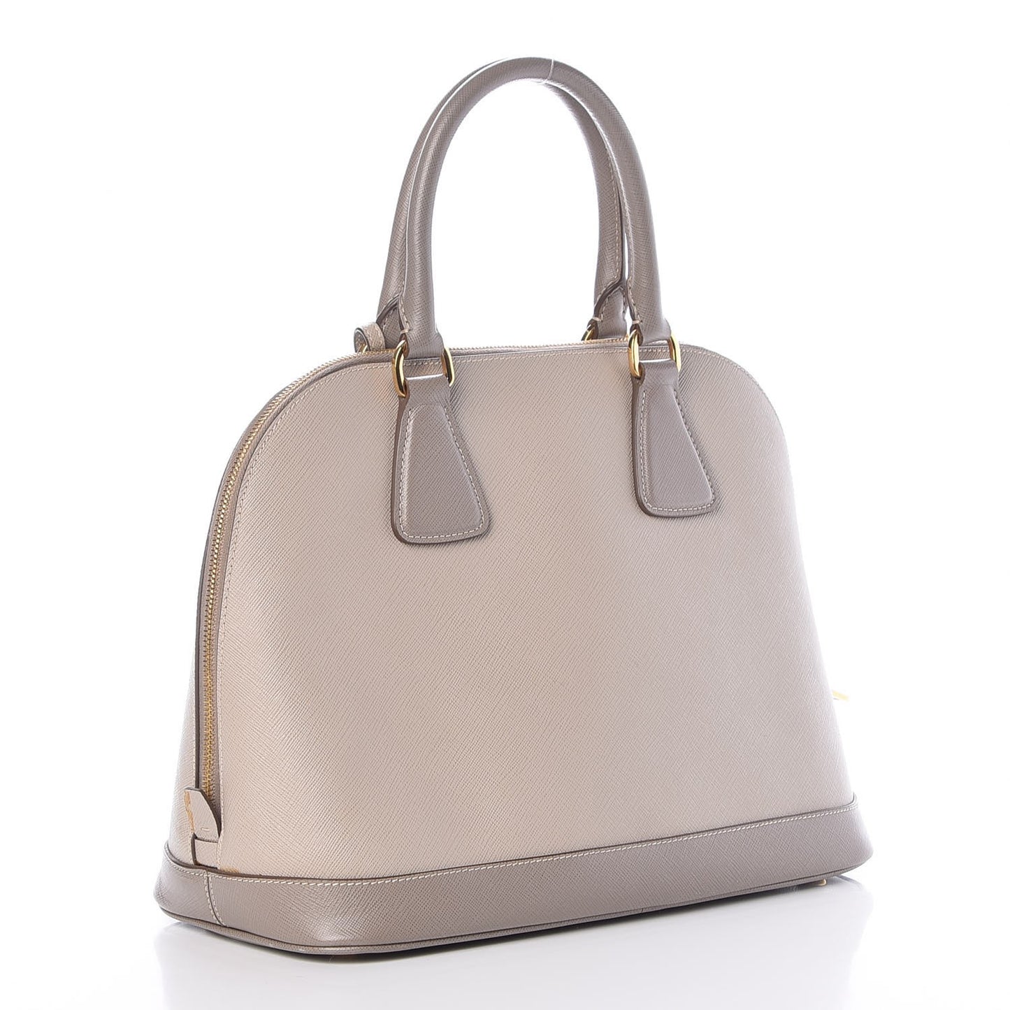 Saffiano Lux Bi-Color Promenade Dome Tote Pomice Argilla