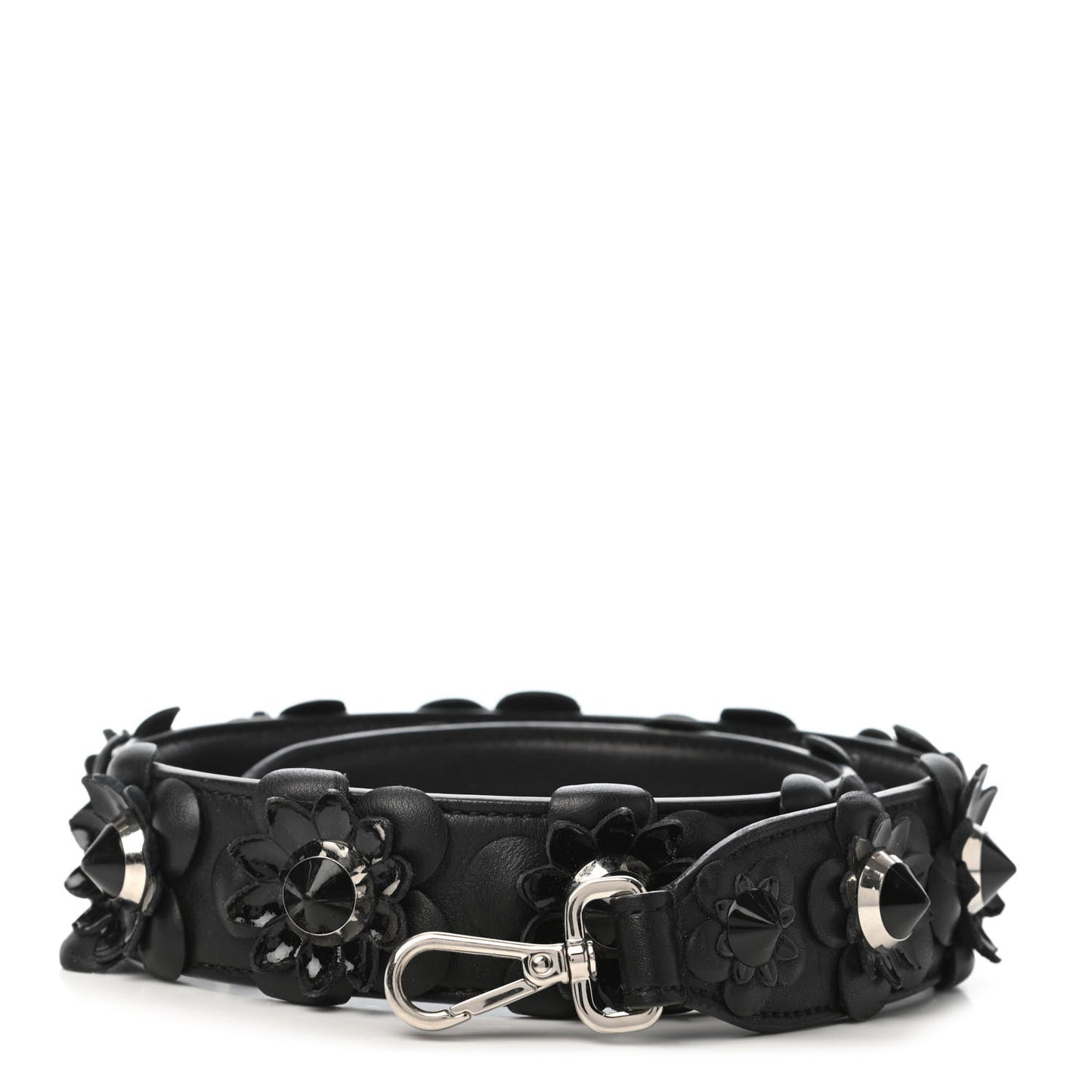 Vitello Dolce Nappa Patent Flowerland Studded Strap You Black