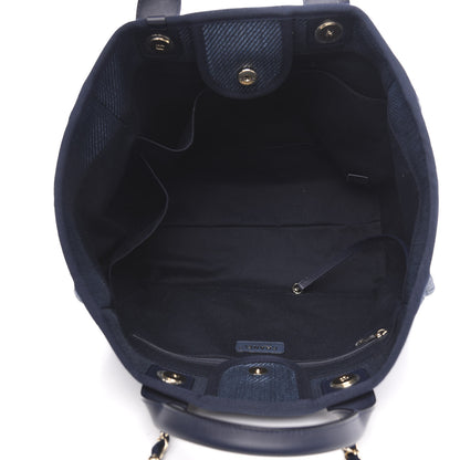 Chanel Mixed Fibers Calfskin Medium Deauville Tote Blue 5 of 9