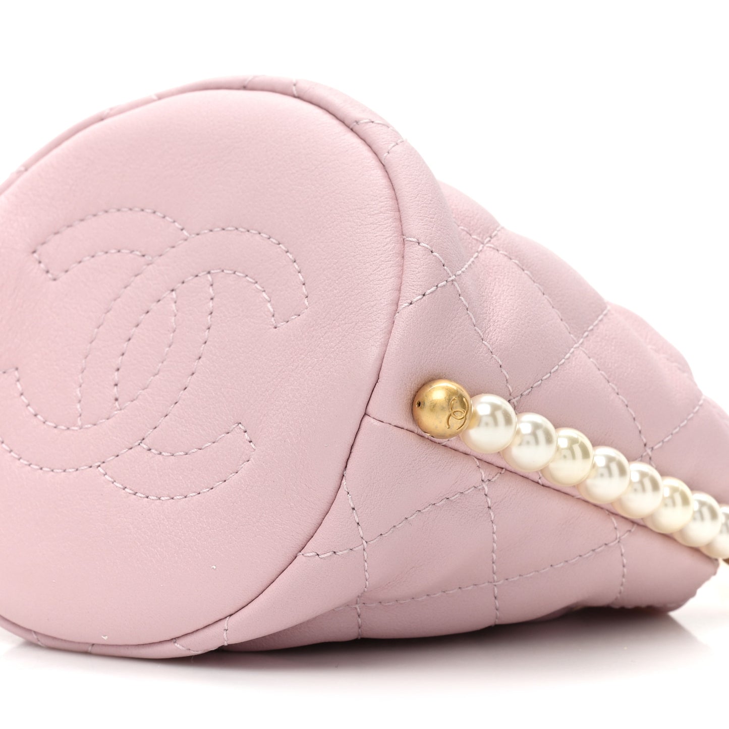 Calfskin Quilted Pearl Mini About Pearls Drawstring Bucket Light Pink