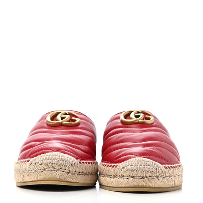 Gucci Nappa Matelasse GG Marmont Espadrille Slippers 39 Hibiscus Red 2 of 4